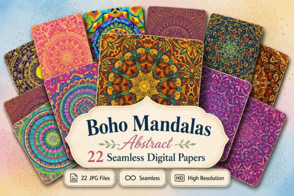 Boho Mandalas Abstract Seamless Patterns