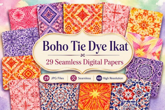 Boho Tie Dye Ikat Digital Papers: A Creative Fusion for Designers and Makers