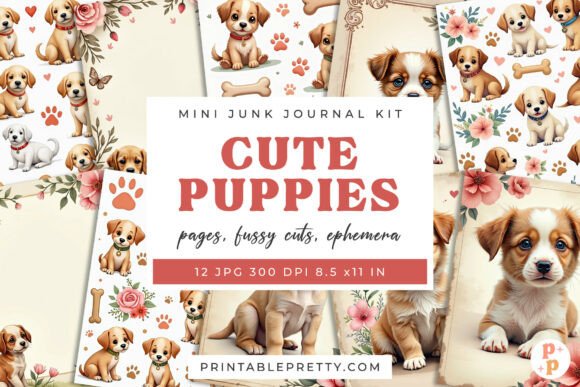 Cute Puppies Junk Journal Kit