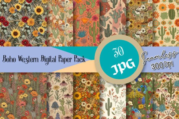 Elevate Your Creative Projects with the Boho Western Digital Paper Pack