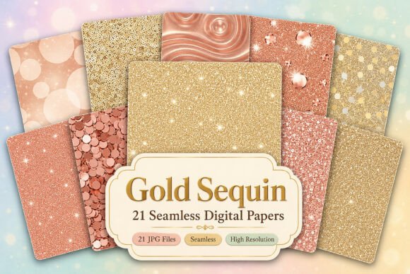Elevate Your Designs with Gold Sequin Seamless Patterns