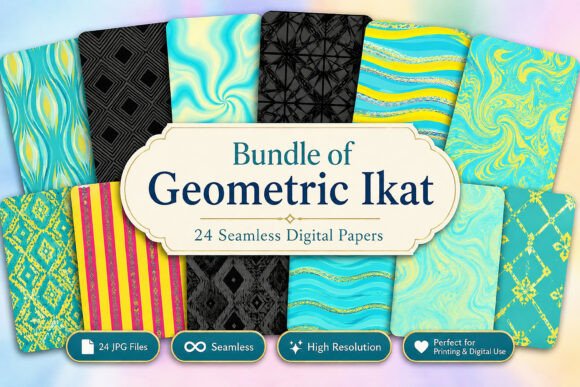 Evaluating the Bundle of Geometric Ikat Digital Paper
