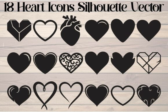 Heart Icons Silhouette Bundle for Creators
