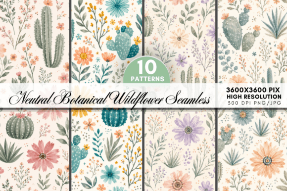 Neutral Botanical Wildflower Patterns