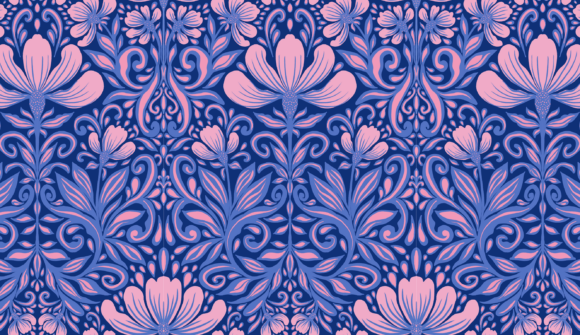 Pink Damask Floral Seamless Pattern