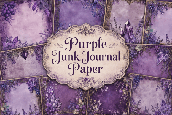 Purple Junk Journal Paper for Creative Projects