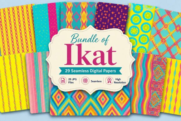 Revitalize Your Creative Projects with a Bundle of Ikat Digital Papers