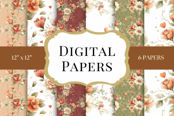 Romantic Fall Floral Backgrounds: Enhancing Creative Workflows with Coordinated Digital Paper Design