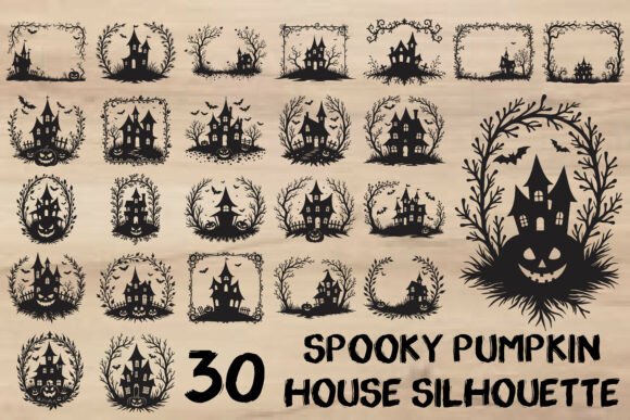 Spooky Pumpkin House Silhouette