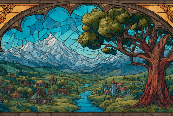 Stained Glass Landscape Mountain Art: A Timeless Fusion of Tradition and Modern Design