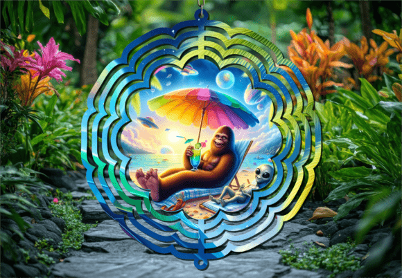 Summer Bigfoot Alien Beach Wind Spinner: A Unique Outdoor Decor Addition