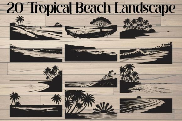 Transform Your Creative Projects with Tropical Beach Landscape Silhouettes