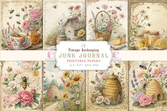 Vintage Beekeeping Junk Journal Pages