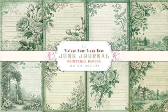 Vintage Sage Green Rose Junk Journal: A Creative Companion for Artistic Expression