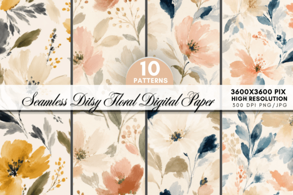 Watercolor Ditsy Floral Digital Paper: A Versatile Foundation for Creative Projects