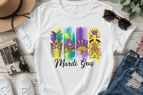 Watercolor Mardi Gras PNG: A Vibrant Design for Festive Apparel and Print-on-Demand Creations