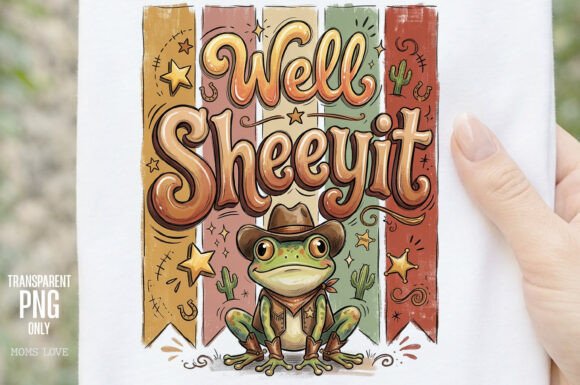 Well Sheeyit Funny Cowboy Frog PNG