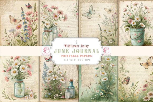 Wildflower Daisy Junk Journal Pages: A Creative Resource for Crafters and Journal Enthusiasts